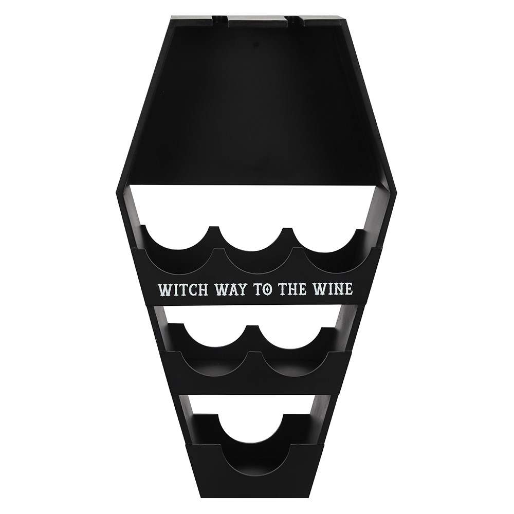 Gothic Gifts Coffin Witch Way to Wine Shelf - Kate's Clothing