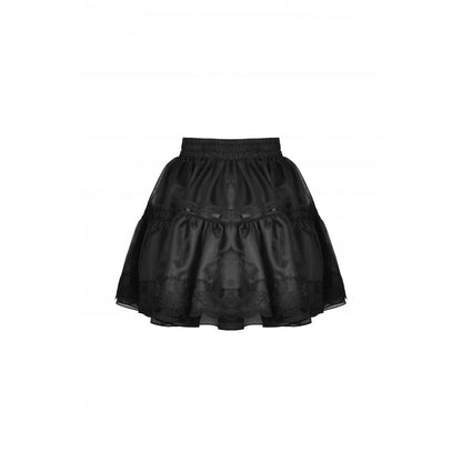 Dark in Love Fringilla mini skirt back view with elastic waistband and layered petticoat silhouette