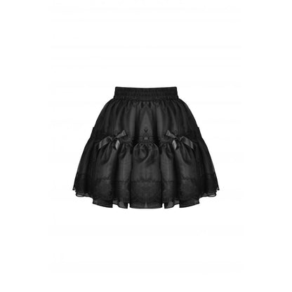 Dark in Love Fringilla mini skirt front view showing voluminous frilly layers and gothic lace details