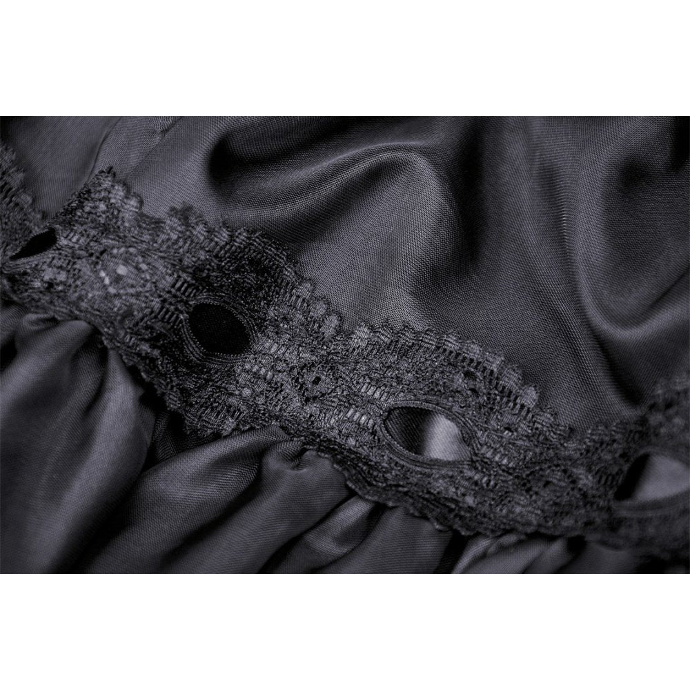 Dark in Love Fringilla mini skirt delicate lace trim close-up highlighting gothic petticoat styling