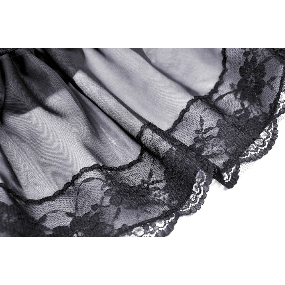 Dark in Love Fringilla mini skirt mesh and lace layers close-up with frilly gothic texture