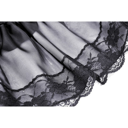 Dark in Love Fringilla mini skirt mesh and lace layers close-up with frilly gothic texture