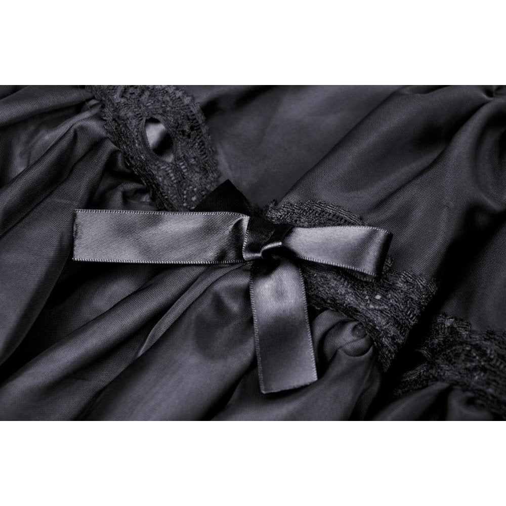 Dark in Love Fringilla mini skirt ribbon and lace trim detail with gothic decorative accents