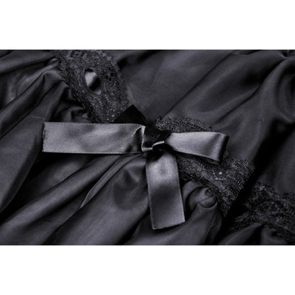 Dark in Love Fringilla mini skirt ribbon and lace trim detail with gothic decorative accents