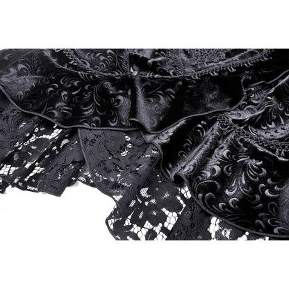 Dark in Love Zira velvet fishtail skirt lace applique close-up highlighting gothic embroidery