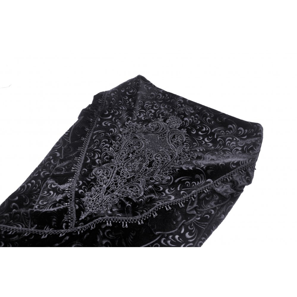 Dark in Love Zira velvet fishtail skirt close-up of rich velvet jacquard fabric with swirling pattern