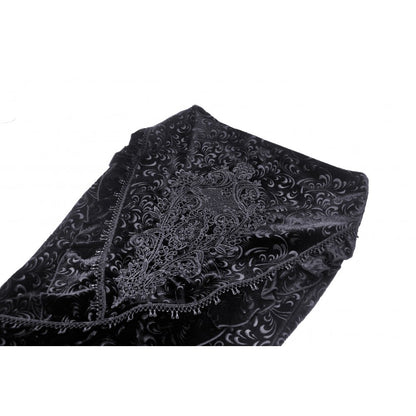 Dark in Love Zira velvet fishtail skirt close-up of rich velvet jacquard fabric with swirling pattern