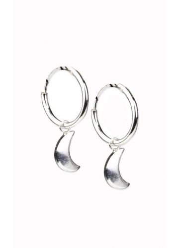 Et Nox Silver Hoop Moon Earrings - Kate's Clothing