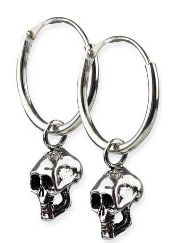 Et Nox Silver Skull Hoop Earrings - Kate's Clothing