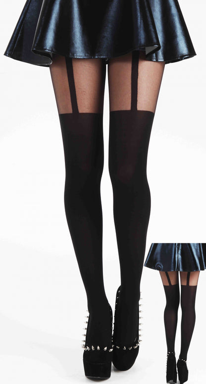 Pamela Mann Plain Stripe Suspender Tights - Kate's Clothing