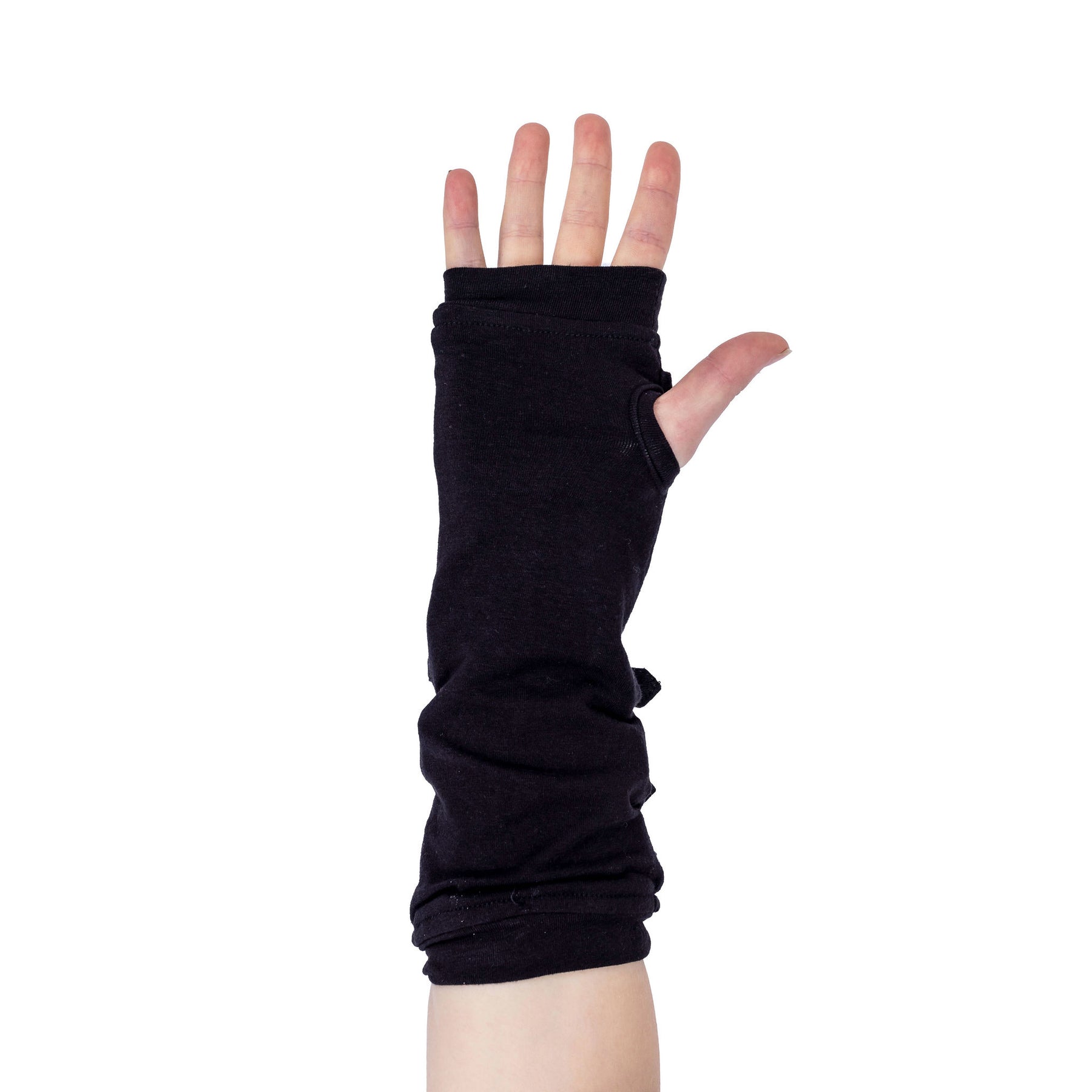 Poizen Industries Astaroth armwarmers black gothic arm sleeves with lace-up design buckle straps and thumb hole