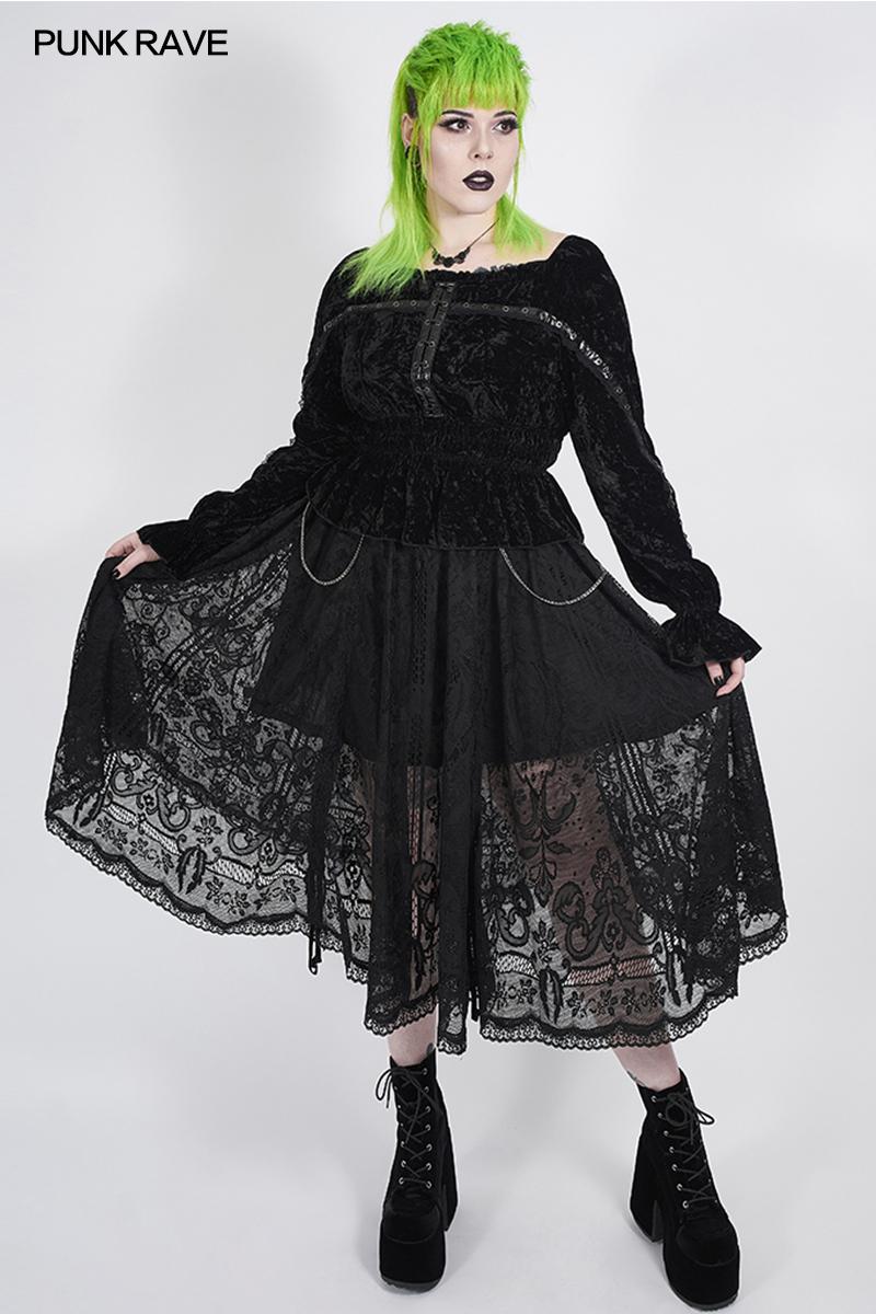 Punk Rave Dark Night Lace Skirt - Kate's Clothing