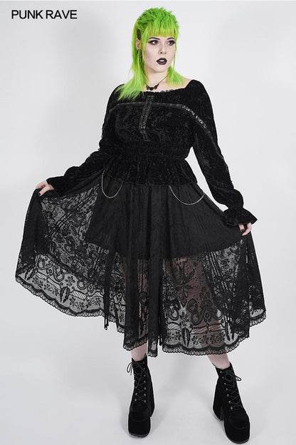 Punk Rave Dark Night Lace Skirt - Kate's Clothing