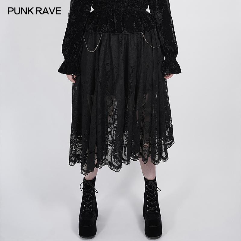Punk Rave Dark Night Lace Skirt - Kate's Clothing
