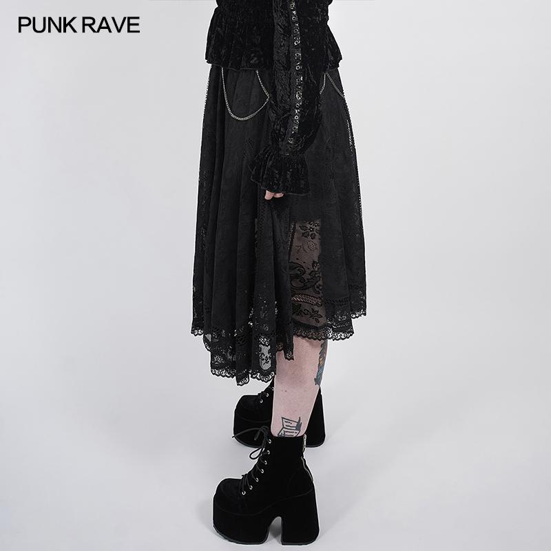 Punk Rave Dark Night Lace Skirt - Kate's Clothing