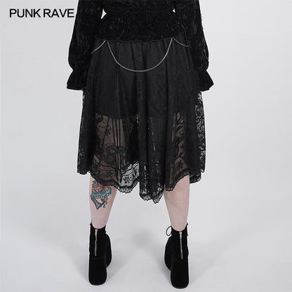 Punk Rave Dark Night Lace Skirt - Kate's Clothing