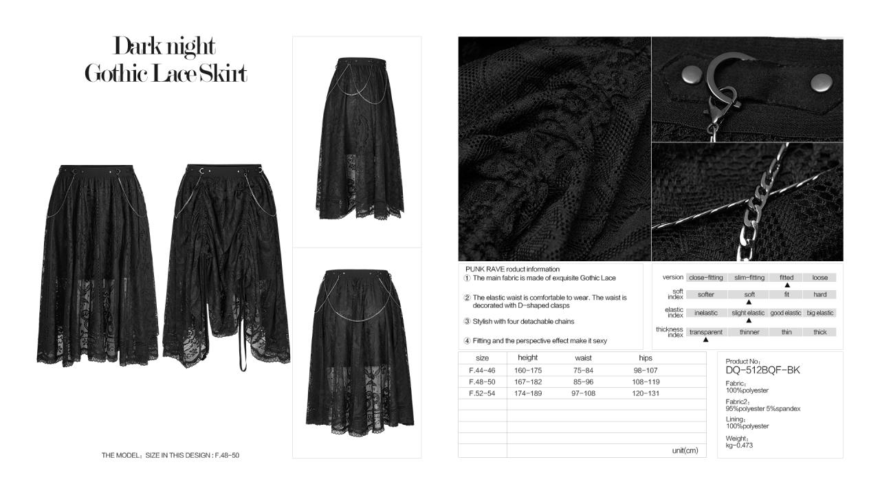 Punk Rave Dark Night Lace Skirt - Kate's Clothing