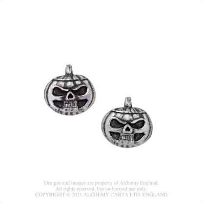 Alchemy Gothic Pumpkin Skull Studs - Kate's Clothing