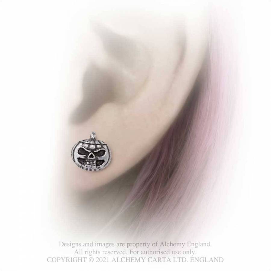 Alchemy Gothic Pumpkin Skull Studs - Kate's Clothing