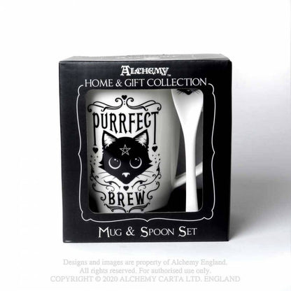 Alchemy Gothic Purrfect Brew: Mug and Spoon Set - Kate's Clothing