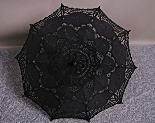 Punk Rave Lace Parasol - Black - Kate's Clothing