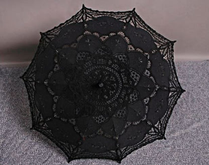 Punk Rave Lace Parasol - Black - Kate's Clothing