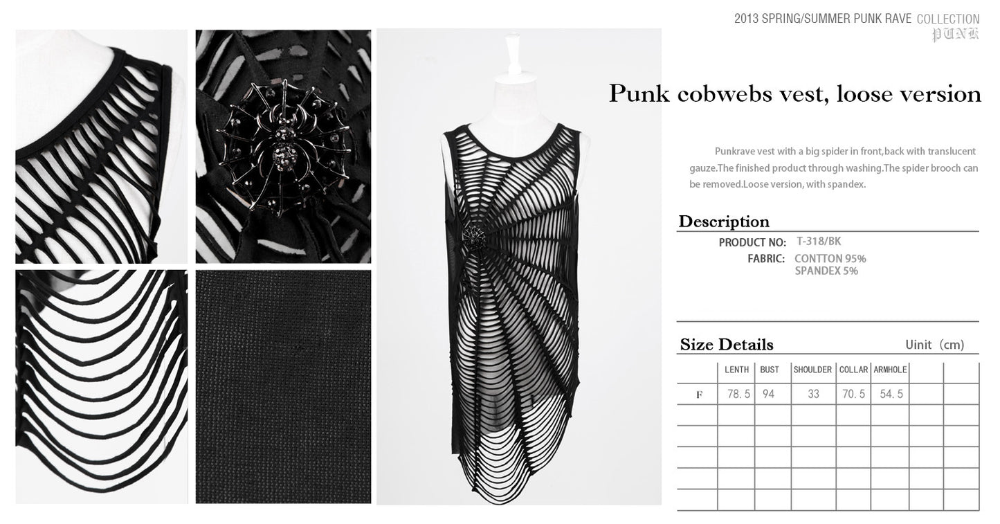 Punk Rave Spiderweb Vest Top - Kate's Clothing