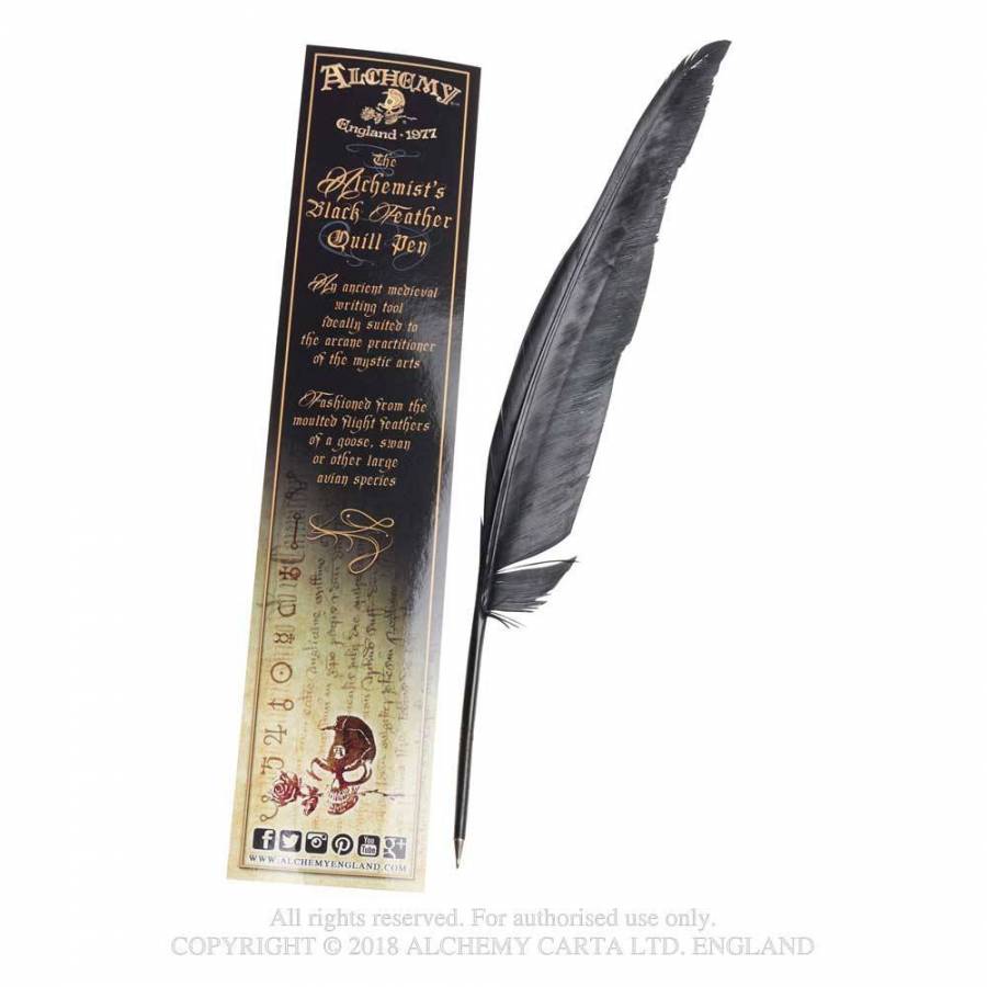 Alchemy Gothic The Alchemist's Black Feather Quill Pen - Kate's Clothing