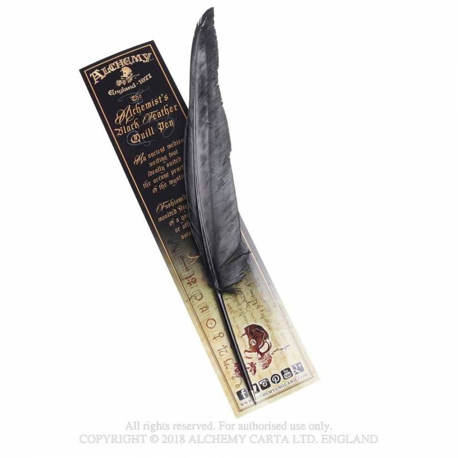 Alchemy Gothic The Alchemist's Black Feather Quill Pen - Kate's Clothing